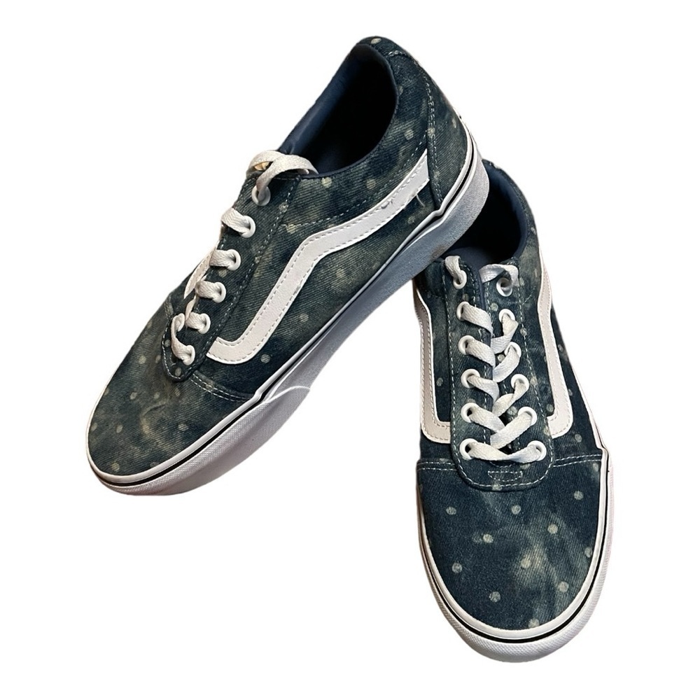 Vans Women's Ward Platform Denim Polka Dot Blue/White - NEW! - Picture 3 of 6